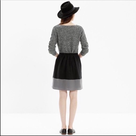 Madewell Black Gray Silk Color Block Skirt S - Picture 3 of 7